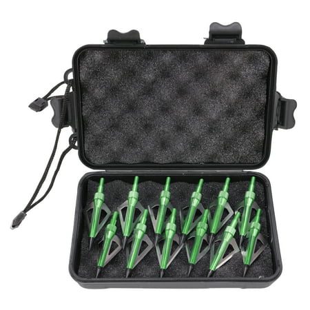 12Pcs Hunting Broadheads 3 Blades Archery Broadheads 100 Grain Arrowheads Screw-in Arrow Tips with Storage Case