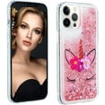 thumbnail image 3 of Case for iPhone 13 Pro Max, iPhone 13 Pro Max Case Cute Pink Glitter Luxury Sparkle Liquid for Girls Women Quicksand Clear Soft TPU Protective Phone Case for iPhone 13 Pro Max Wink Unicorn, 3 of 10