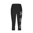 thumbnail image 4 of ClodeEU Women's Print Stretch Tight Capri Pants,Elastic Low Waist Knee Length Yoga Pants Black 08,Womens Plus S, 4 of 4
