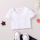 thumbnail image 3 of Gibobby Blusa Niñas Niños pequeños bebés niñas primavera verano sólido acanalado manga corta camiseta ropa （Blanco， 1-2 Años), 3 of 4