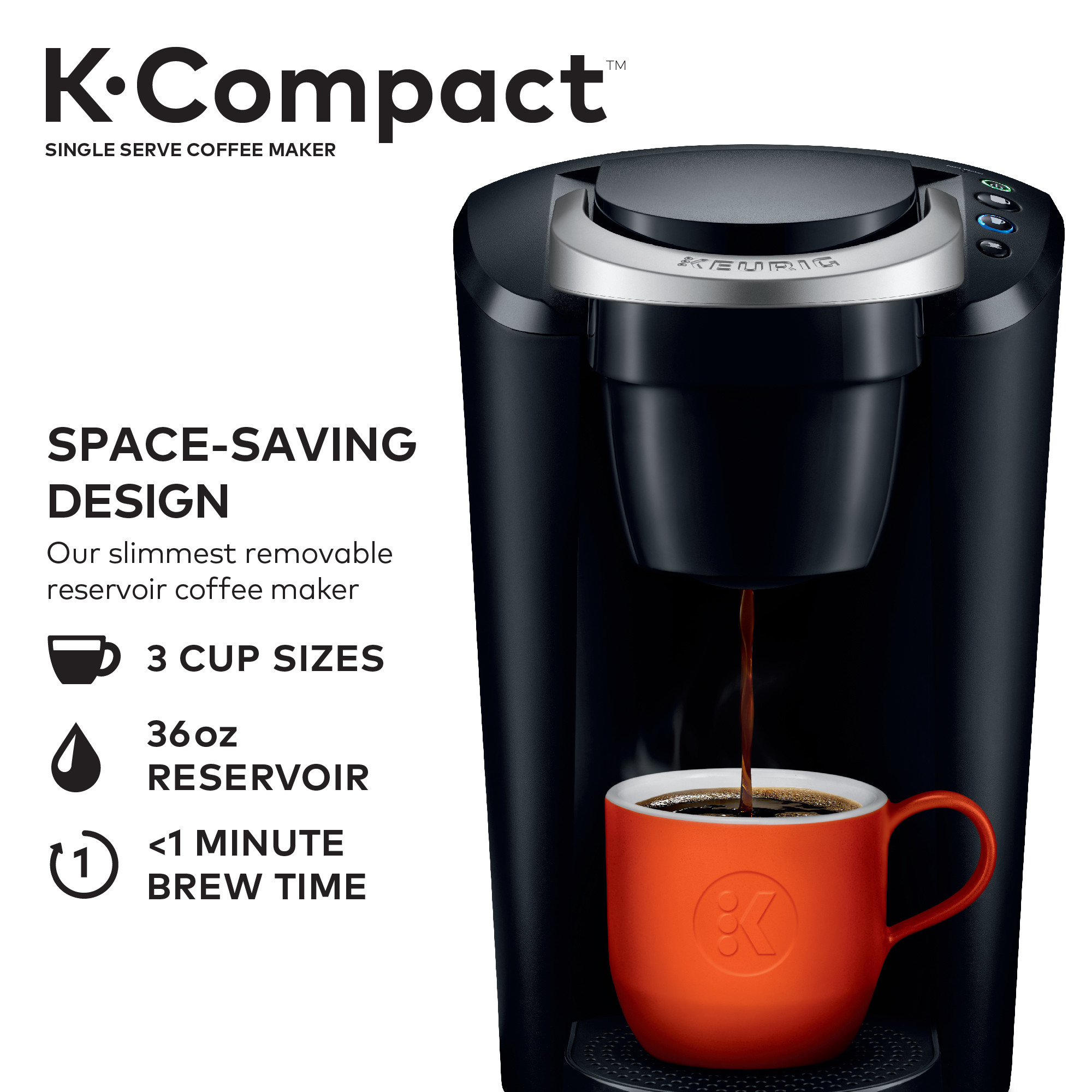 Keurig K-Compact Single-Serve K-Cup Pod Coffee Maker, Black - image 4 of 12