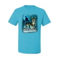 thumbnail image 2 of Wolf Howling At the Full Moon Wolf Pack Animal Lover Men's Graphic T-Shirt, Light Turquoise, 4XL, 2 of 3
