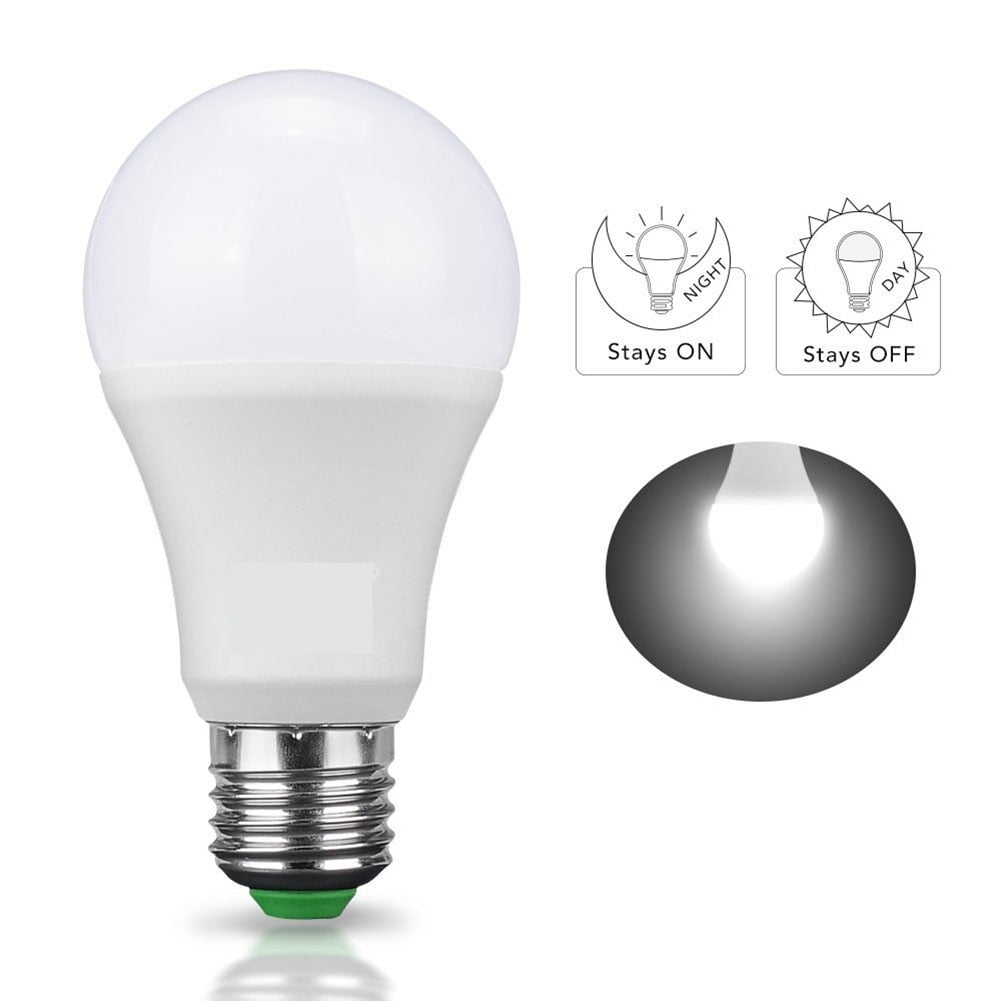 Cold White Alician 85-265V E27 LED Light Sensor Lamp Bulb Automatic Dusk to Dawn Auto ON//Off Globe LED Light Bulb for Home Porch Hallway 6500K 5