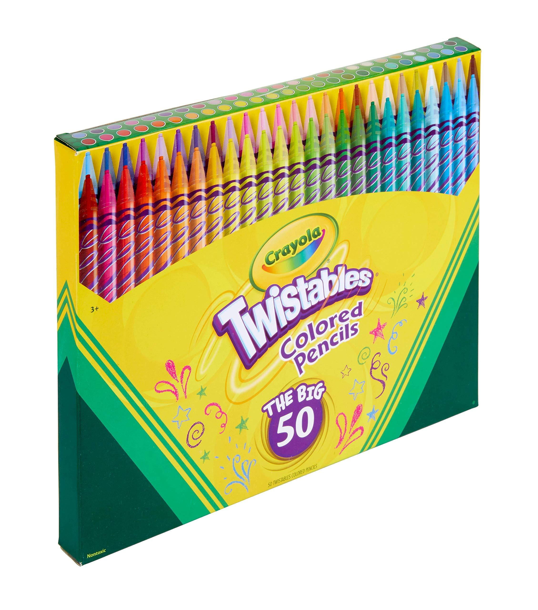 Crayola Twistables Colored Pencil Set (50ct), No Sharpen Colored Pencils  For Kids, Kids Art Supplies, Coloring Set, Gifts, 4+ [ Exclusive]
