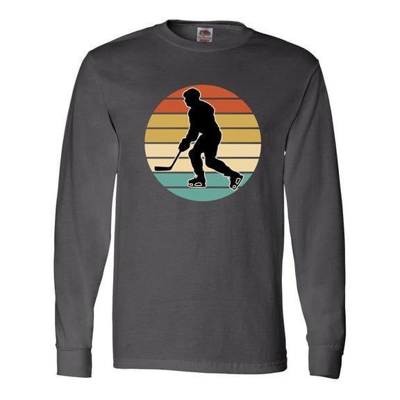 Inktastic Hockey Player Retro Sunset Long Sleeve T-Shirt