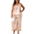 thumbnail image 2 of GRACE & GRANDEUR Pijama de Talla Grande para Mujeres Conjunto Sin Mangas Blusa Suave y Pantalones con Bolsillos Ropa de Noche 1X Champagne, 2 of 6