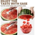 thumbnail image 3 of 2pcs Watermelon Fork Slicer Cutter, 2-in-1 Summer Watermelon Cutting Artifact, Stainless Steel Fruit Forks Slicer Knife for Family Parties Camping, 3 of 5