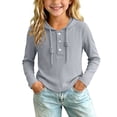thumbnail image 3 of Abtuhar Fall Hooded Long Sleeve Tops for Girls Solid Casual School Base Layer Tops for 2-12 Years, 3 of 5