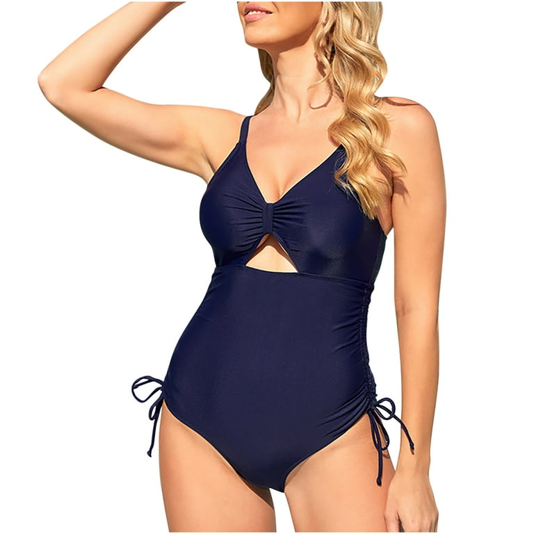 Herrnalise Bodysuit for Women Tummy Control Shapewear Seamless Women's  Solid Color Piece Swimwear Sexy Open Back Collar Short Sleeve Swimwear