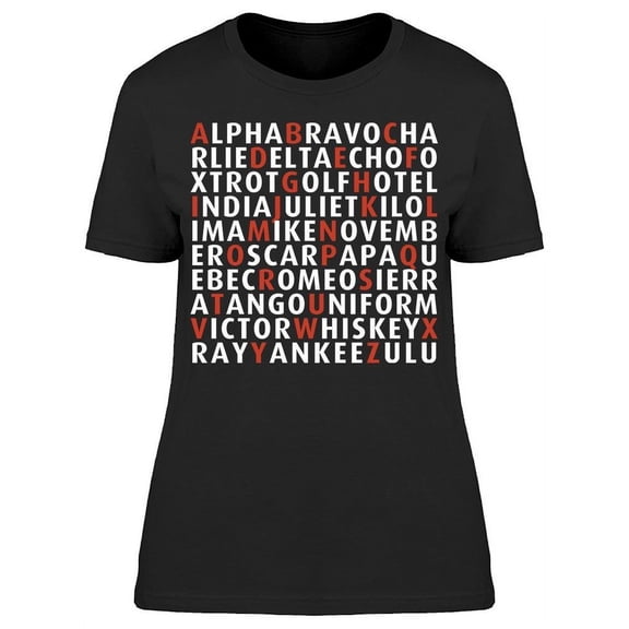 Phonetic Alphabet T-Shirt Women -Image by Shutterstock, Female Large