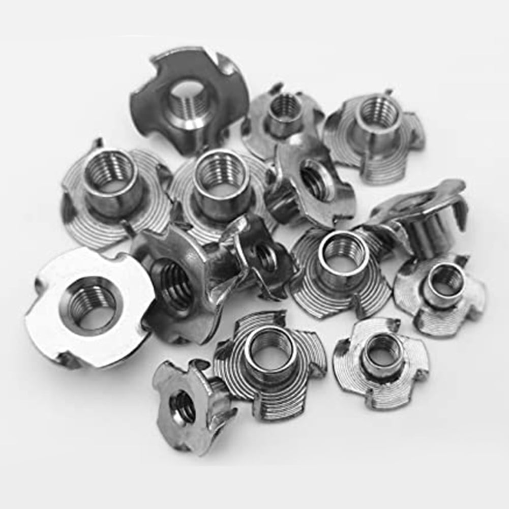 105Pcs T Nut Tee Nut 4 Pronged T-Nut Tee Nut 4 Pronged Blind Nut Stainless Steel