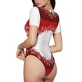 thumbnail image 3 of The Xecao Winter Christmas Snowflake Women's Crew Neck Body Suit, a short-sleeved bodysuit and basic swimsuit, both comfort and style for dating and daily life, 3 of 9