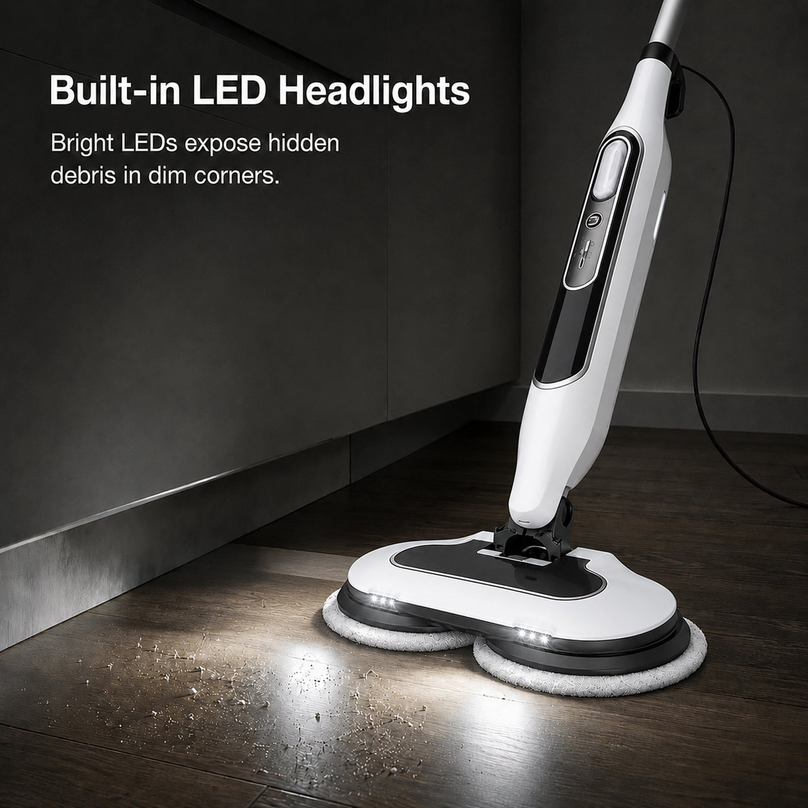 Alvantor Dual Steam Mop, All-in-One Hard Floor Steam Mop with 3 Steam Modes & LED Headlights, Lightweight for Home Tile Cleaning