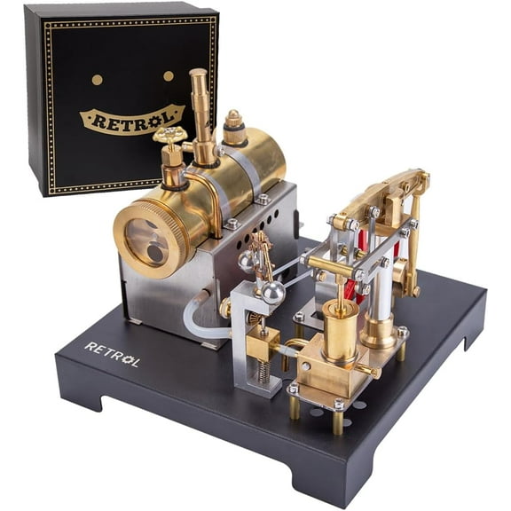 RETROL SE-01 Full Metal Beam Steam Engine Model with Horizontal Boiler Kit, 84PCS DIY Mechanical Steam Power Model that Works, Educational Engineering Gift for Adults Collectors and Hobbyists
