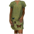 thumbnail image 1 of Cameland Women Robe Décontractée Grande Taille à Col en V Imprimé Manches Courtes Peplum, 1 of 9