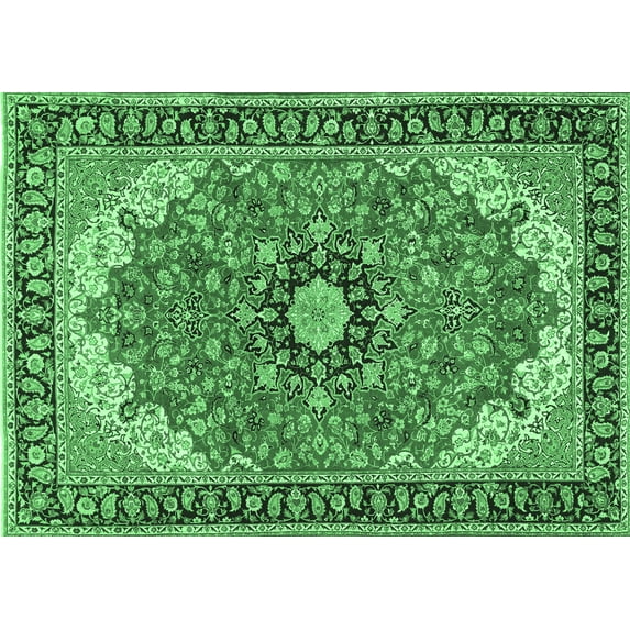 Ahgly Company Indoor Rectangle Medallion Emerald Green Traditional Area Rugs, 2' x 3'