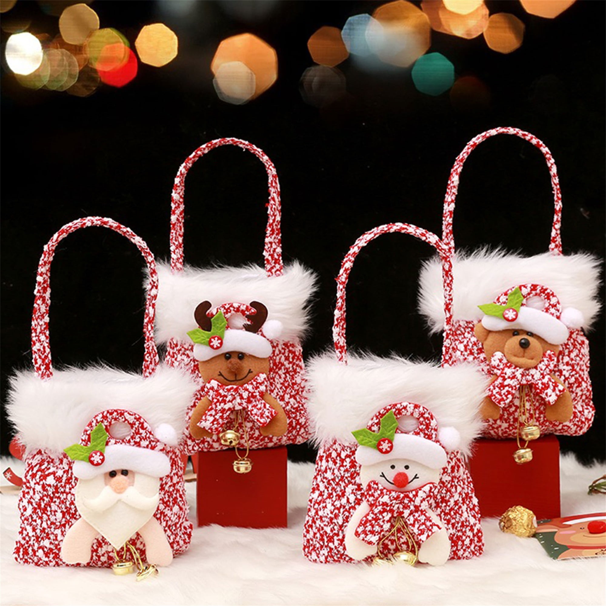 Sunisery Christmas Gift Bags, Cute 3D Santa Snowman Elk Bear Party Favor  Apple Bags for Home, Office 