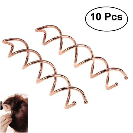Pixnor 10 Pcs Spiral Twist Hair Pins Spin Clips Bun Stick Pick for DIY Hair Style for Women Girl(Rose Gold)