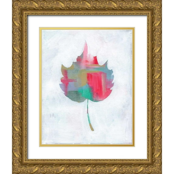 Seay, Anne 26x32 Gold Ornate Wood Framed with Double Matting Museum Art Print Titled - Leaf Abstract I