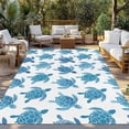 thumbnail image 2 of Blue Coastal Turtle Outdoor Rug for Patio/Deck/Porch, Non-Slip Large Area Rug 3 x 5 Ft, Ocean Beach Nautical Marine Life Indoor Outdoor Rugs Washable Area Rugs, Reversible Camping Rug Carpet Runner, 2 of 8