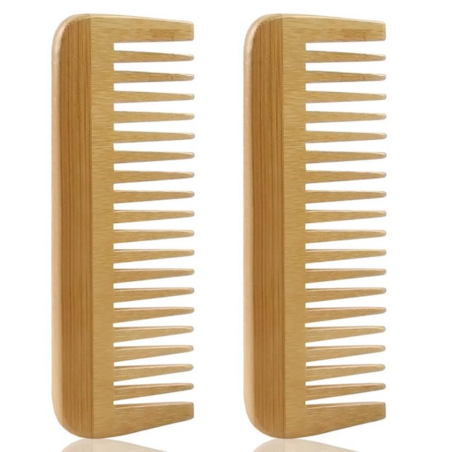 2X Thick Solid Wood Comb Wide Tooth Comb Portable Styling Massage Anti-Static Hair Comb Handleless Hairdressing Comb