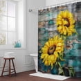 thumbnail image 5 of Sunflower Watercolor Fabric Shower Curtain Rustic Floral Wood Grain Washable Shower Curtains for Bathroom, Waterproof Bath Curtain with Hooks Home Decor 72x72in, 5 of 8