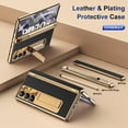 thumbnail image 3 of Dteck for Samsung Galaxy Z Fold 6 Case with S Pen Holder & Stylus, Luxury Leather Case Replacement Hinge Protection Cover Built in Screen Protector Protective Shell for Galaxy Z Fold 6 ,Black+Gold, 3 of 9