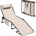 thumbnail image 1 of WLXIANG Lounge Beach Chair for Adults, Outdoor Sun Tanning Chair, Portable Folding Camping Lay Chaise Lounge Chairs for Outside Beach Pool Reading, Sunbathing (1, Beige), 1 of 8
