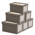 thumbnail image 1 of 6 Piezas Caja de Almacenamiento con Tapa, Cajas Organizadoras para Clósets, Organizador de Ropa Plegable para el Hogar, Dormitorio, Armario, Oficina (Gris), 1 of 7