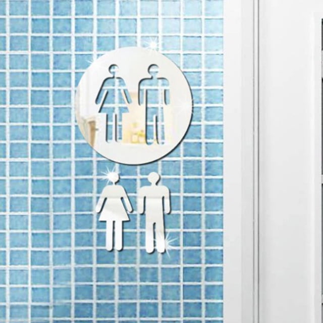 Señales de baño Colco identificación acrílica autoadhesiva trasera para puerta de baño blanco