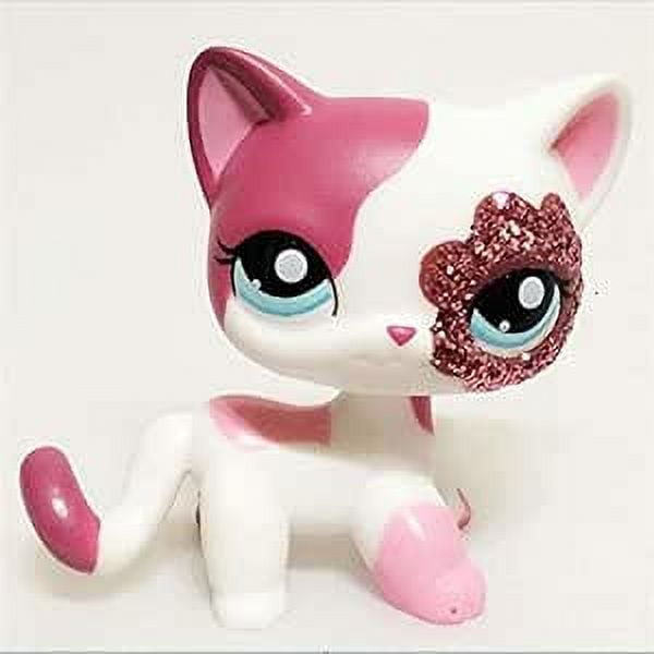 リトルリズン GSMD Pink & White Sparkle Glitter Cat, LPS #2291, Short Hair