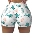 thumbnail image 2 of Uemuo Turtles And Seahorses Pattern Women Workout Impact Shorts Scrunch Butt Lifting Gym Shorts Seamless Booty Biker Shorts-Small, 2 of 8