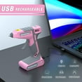 thumbnail image 5 of WORKPRO Pink Cordless Hot Melt Glue Gun, 7.2V Rechargeable Fast Preheating Glue Gun Kit with 20 Pc Premium Mini Glue Stick, Automatic-Power-Off Hot Glue Gun for Art, Craft, Decoration - Pink Ribbon, 5 of 7