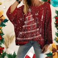 thumbnail image 3 of Women's Christmas Print Knitted Sweater Cardigan for Fall and Winter, Festive and Cozy, Ideal as Christmas Sweaters for Women and Christmas Gifts,Wine,Size XL, 3 of 5