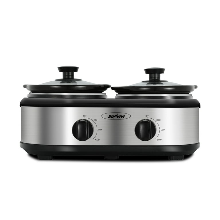 Parini Dual Compartment Slow Cooker Warmer Crock Pot 32 oz +Recipes Sealed