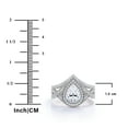 thumbnail image 5 of JeenMata 1.5 Carat Pear Cut Moissanite Wedding Set - Bridal Set - Art Deco Ring - Halo Ring - Cluster Ring - 18k White Gold Plated for Women, 5 of 8