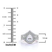 JeenMata 1.5 Carat Pear Cut Moissanite Wedding Set - Bridal Set - Art Deco Ring - Halo Ring - Cluster Ring - 18k White Gold Plated for Women