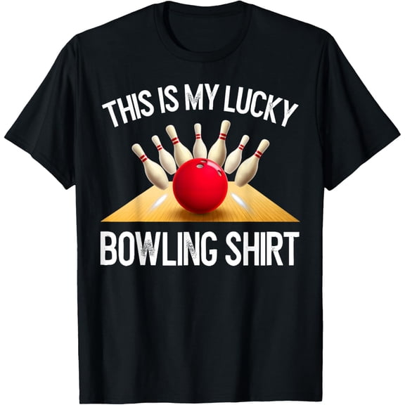 Funny Lucky Bowling Shirt Team Vintage Retro Gift Mens T-Shirt