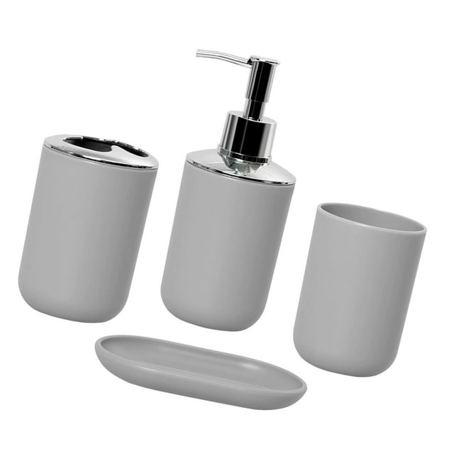 Accesorios de baño Soporte de cepillo de dientes Simple Decoración de baño de baño Bucal dispensador de jabón para tocador de apartamentos Uso diario gris