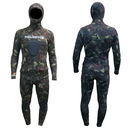 Palantic Spearfishing Neoprene Camouflage Stretch Max 5mm Two Piece Farmer John Wetsuit,