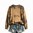 thumbnail image 4 of Womens Sweatshirt Distressed Washed Crew Neck Witch Broom Print Long Sleeve Pullover Relaxed Fit Casual Fall Festival Halloween Top Earthy Yellow M, 4 of 4