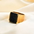 thumbnail image 2 of HIJONES Men's Stainless Steel 10MM Square Gemstone Crystal Inlaid Plain Engagement Ring Gold Plated Glossy Wedding Band Silver Blue-Sandstone Size 12, 2 of 4
