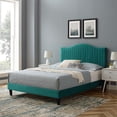 thumbnail image 2 of Tufted Platform Bed Frame, Full Size, Velvet, Teal Blue, Modern Contemporary Urban Design, Bedroom Master Guest Suite, 2 of 10