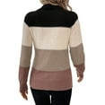 thumbnail image 3 of Women'S Color Block Sweaters Long Sleeve Mock Neck Tops Loose Knitted Pullover Sweater Camel M, 3 of 7