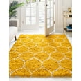 thumbnail image 4 of Unique Loom Trellis Shag Collection Area Rug - Ruby (5' 3" Square Yellow/Ivory), 4 of 11