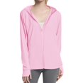 thumbnail image 2 of Delayuji Womens Coat Solid Color Hooded Sun Protection Long Sleeve Jacket Lightweight Ice Silk Sports Outdoor Zipper Jacket, 2 of 6