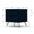 thumbnail image 3 of 21" Farmhouse Nightstand, Wooden Storage Nightstands with 2 Drawers and Gold Legs, Side Bed Table for Bedroom, Living Room, Dark Blue, 3 of 6