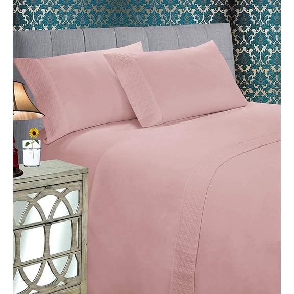 Elegant Comfort 4-Piece King Sheet Set, Deep Pocket Cooling Microfiber Bed Sheets, Dusty Rose