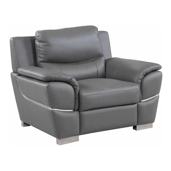 Titan Furnishings 37" Modern Leather Upholstered Chair in Gray