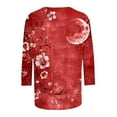 thumbnail image 4 of Patlollav Womens Independence Day Tops Casual 3/4 Sleeve Shirts Crew Neck Loose Casual Blouses Floral Print Tshirts, 4 of 6